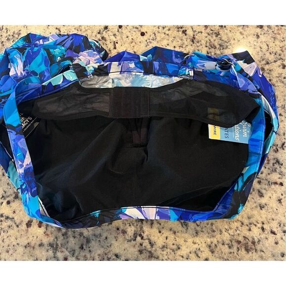 Swim Solutions Women's Tankini Top Blue Floral Swim Swimsuit Underwire - Picture 5 of 6